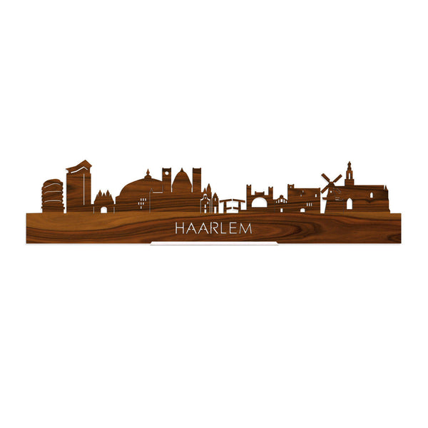 Standing Skyline Haarlem Palissander 40 cm  houten cadeau decoratie relatiegeschenk van WoodWideCities