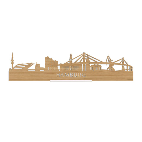 Standing Skyline Hamburg Bamboe houten cadeau decoratie relatiegeschenk van WoodWideCities