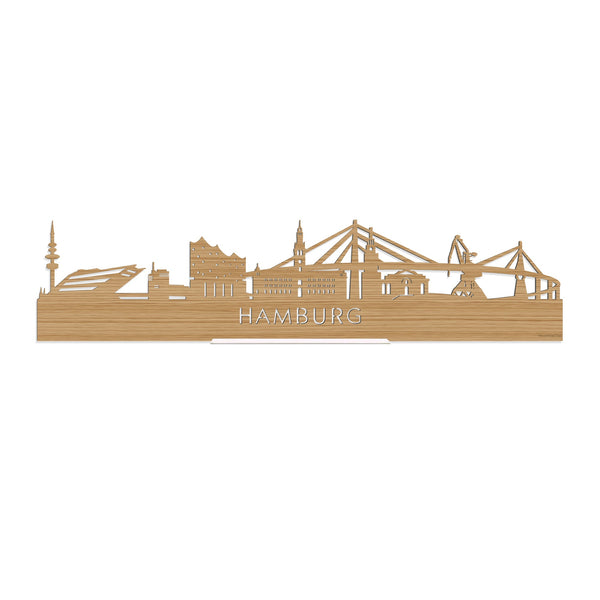 Standing Skyline Hamburg Bamboe houten cadeau decoratie relatiegeschenk van WoodWideCities