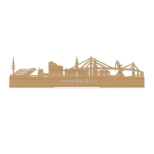 Standing Skyline Hamburg Bamboe houten cadeau decoratie relatiegeschenk van WoodWideCities