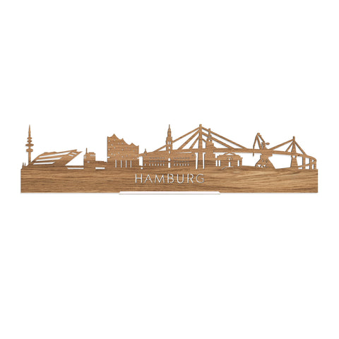 Standing Skyline Hamburg Eiken houten cadeau decoratie relatiegeschenk van WoodWideCities