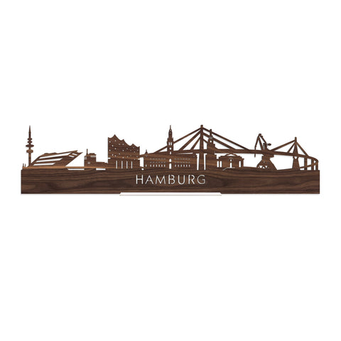 Standing Skyline Hamburg Noten houten cadeau decoratie relatiegeschenk van WoodWideCities