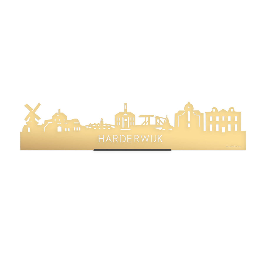 Standing Skyline Harderwijk Metallic Goud gerecycled kunststof cadeau decoratie relatiegeschenk van WoodWideCities