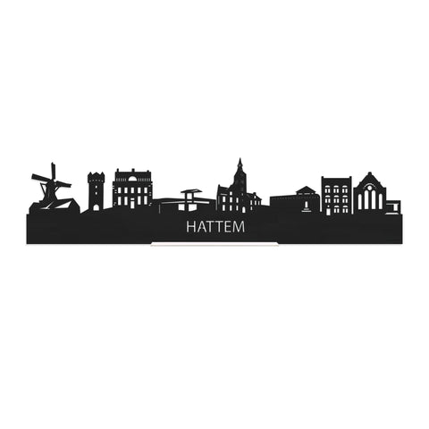 Standing Skyline Hattem Zwart houten cadeau decoratie relatiegeschenk van WoodWideCities
