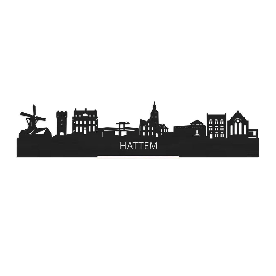 Standing Skyline Hattem Zwart houten cadeau decoratie relatiegeschenk van WoodWideCities