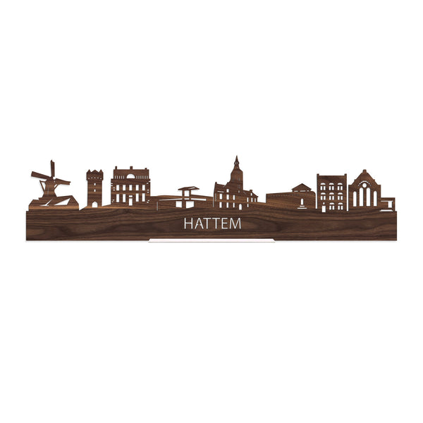 Standing Skyline Hattem Noten houten cadeau decoratie relatiegeschenk van WoodWideCities