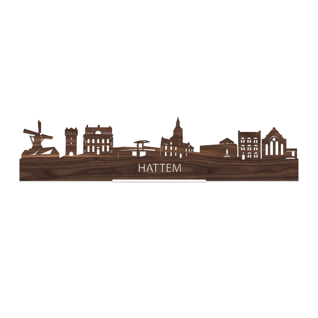 Standing Skyline Hattem Noten houten cadeau decoratie relatiegeschenk van WoodWideCities