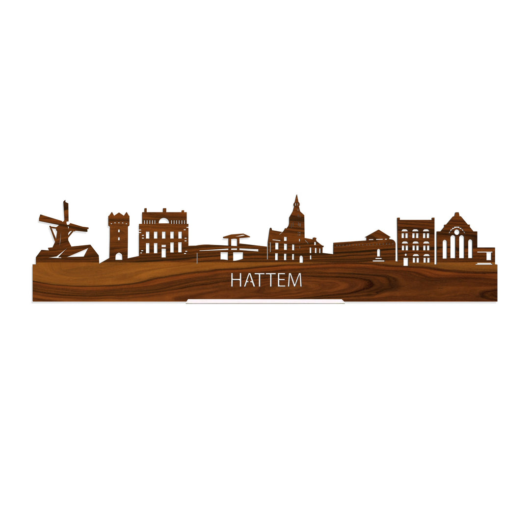 Standing Skyline Hattem Palissander houten cadeau decoratie relatiegeschenk van WoodWideCities