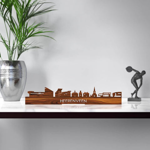 Standing Skyline Heerenveen Palissander houten cadeau decoratie relatiegeschenk van WoodWideCities