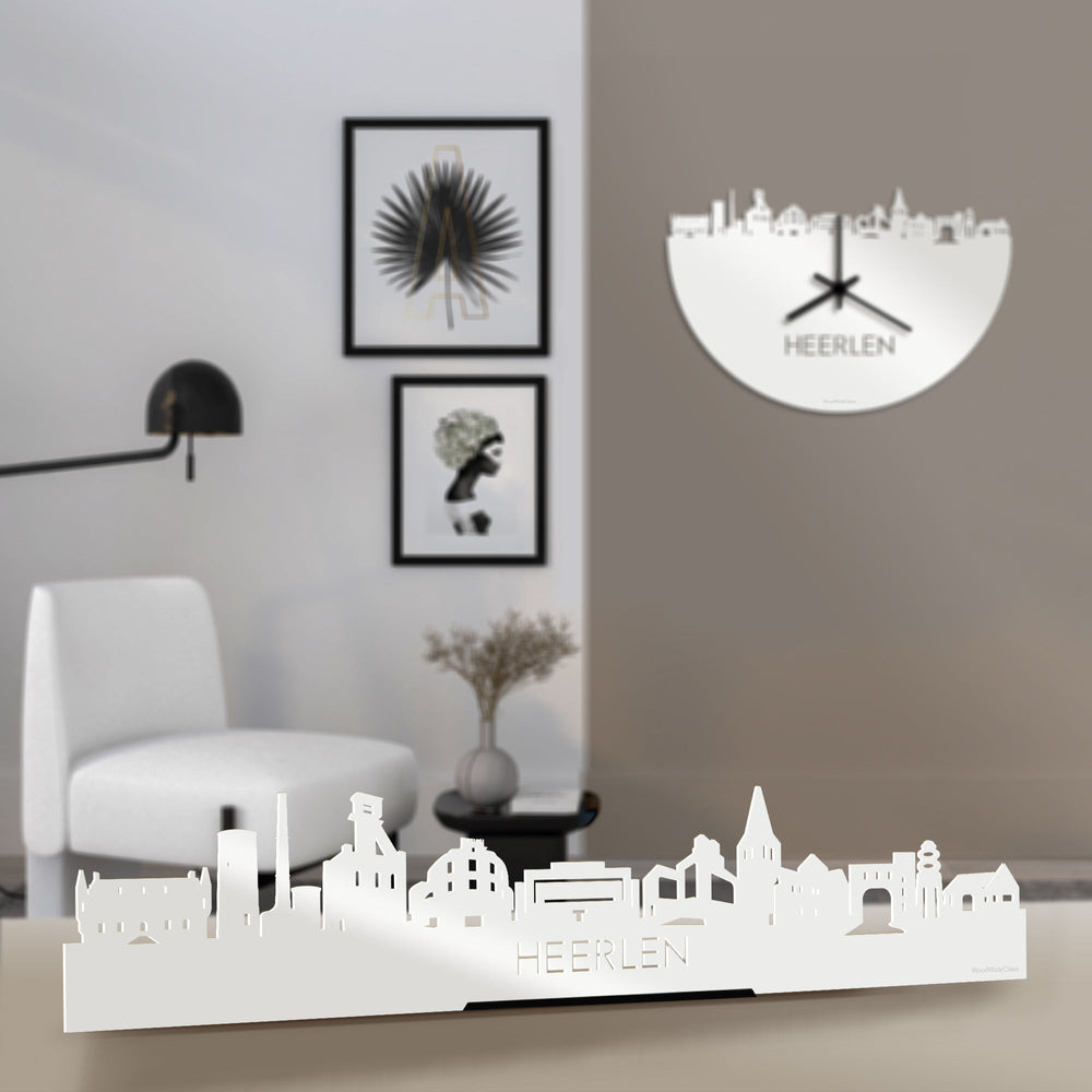 Standing Skyline Heerlen Wit glanzend gerecycled kunststof cadeau decoratie relatiegeschenk van WoodWideCities