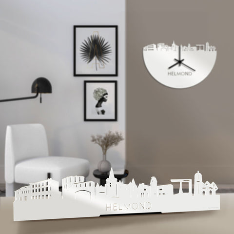 Standing Skyline Helmond Wit glanzend gerecycled kunststof cadeau decoratie relatiegeschenk van WoodWideCities