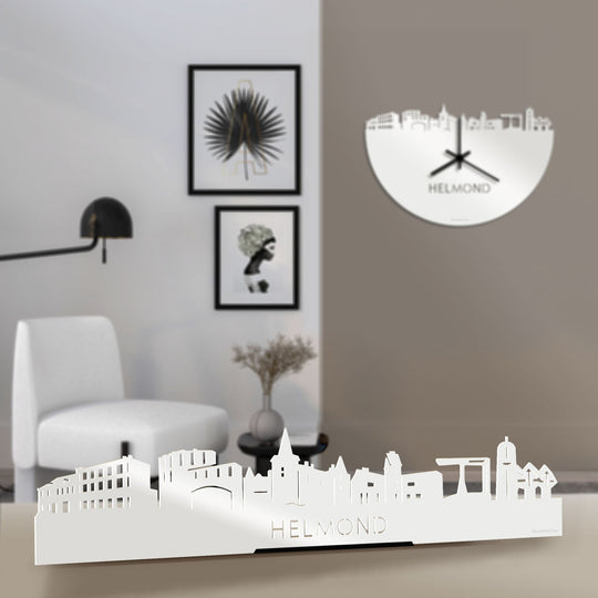 Standing Skyline Helmond Wit glanzend gerecycled kunststof cadeau decoratie relatiegeschenk van WoodWideCities