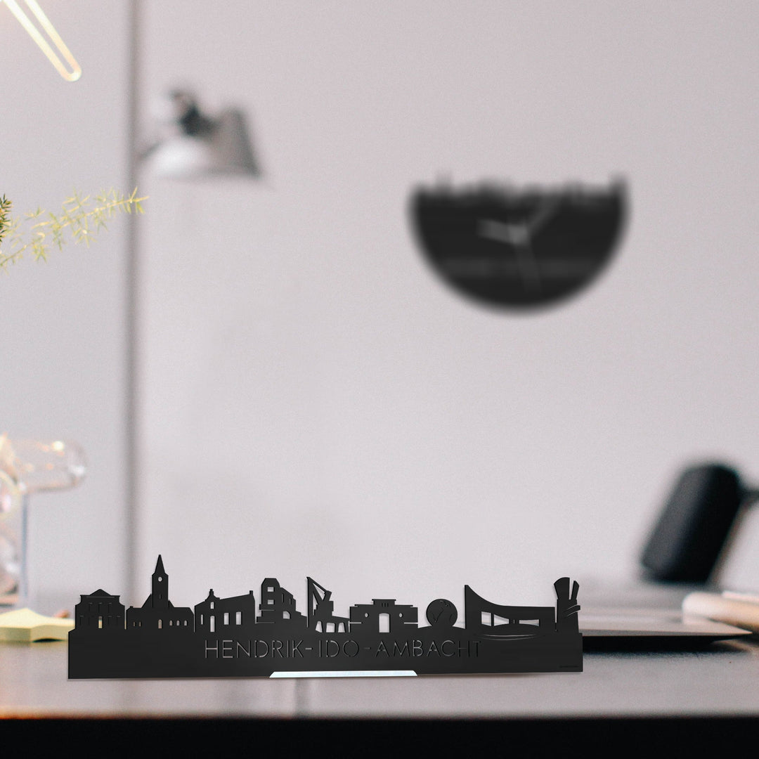 Standing Skyline Hendrik-Ido-Ambacht Zwart houten cadeau decoratie relatiegeschenk van WoodWideCities