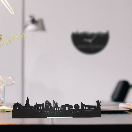 Standing Skyline Hendrik-Ido-Ambacht Zwart houten cadeau decoratie relatiegeschenk van WoodWideCities