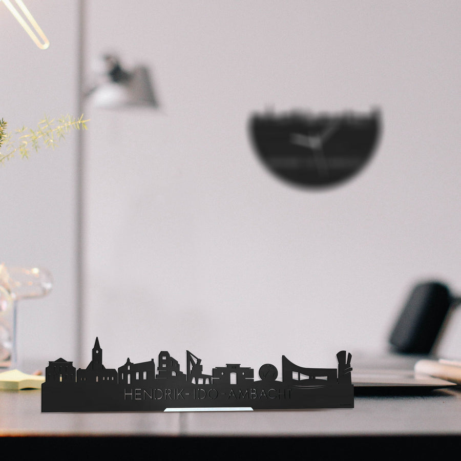 Standing Skyline Hendrik-Ido-Ambacht Zwart houten cadeau decoratie relatiegeschenk van WoodWideCities