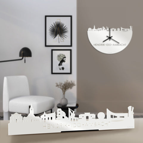 Standing Skyline Hendrik-Ido-Ambacht Wit glanzend gerecycled kunststof cadeau decoratie relatiegeschenk van WoodWideCities