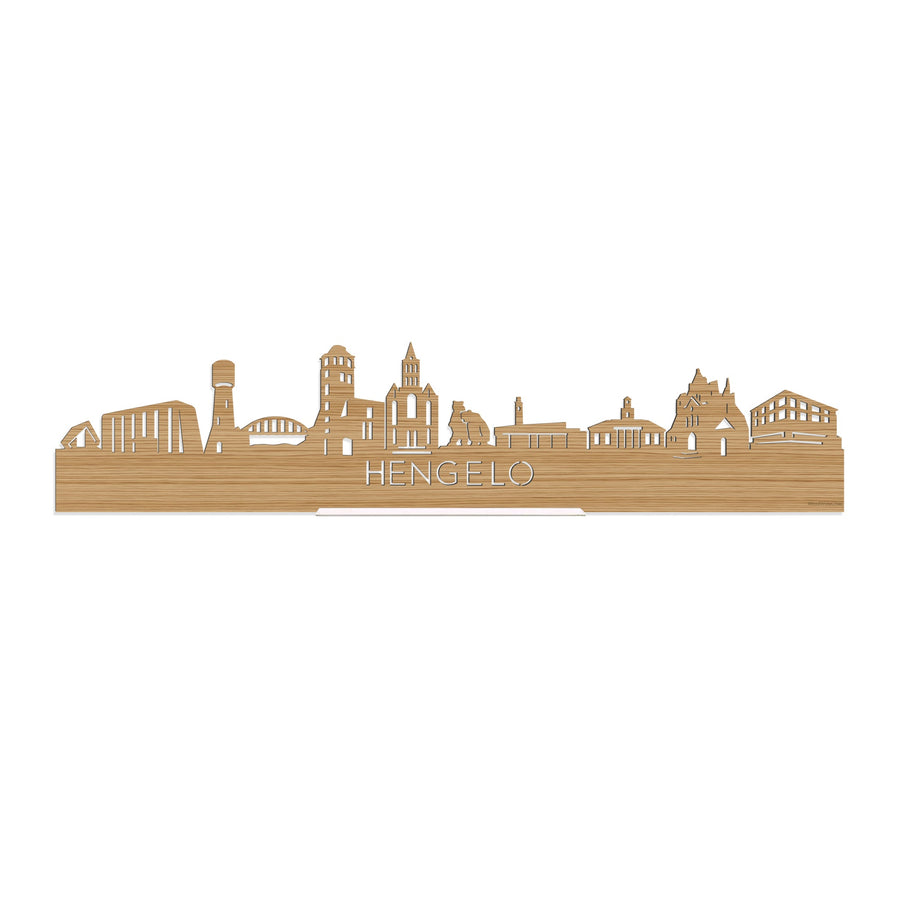 Standing Skyline Hengelo Bamboe houten cadeau decoratie relatiegeschenk van WoodWideCities