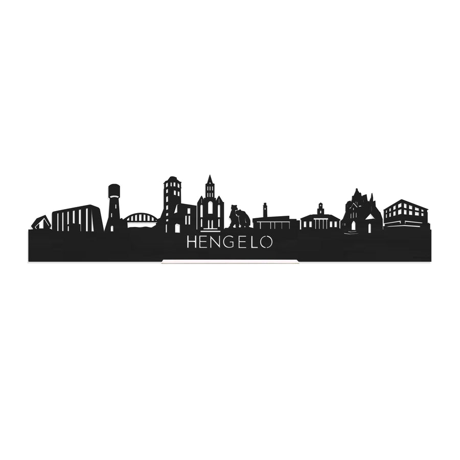 Standing Skyline Hengelo Zwart houten cadeau decoratie relatiegeschenk van WoodWideCities