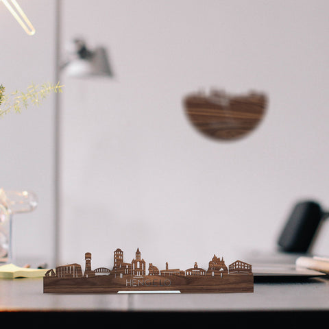 Standing Skyline Hengelo Noten houten cadeau decoratie relatiegeschenk van WoodWideCities