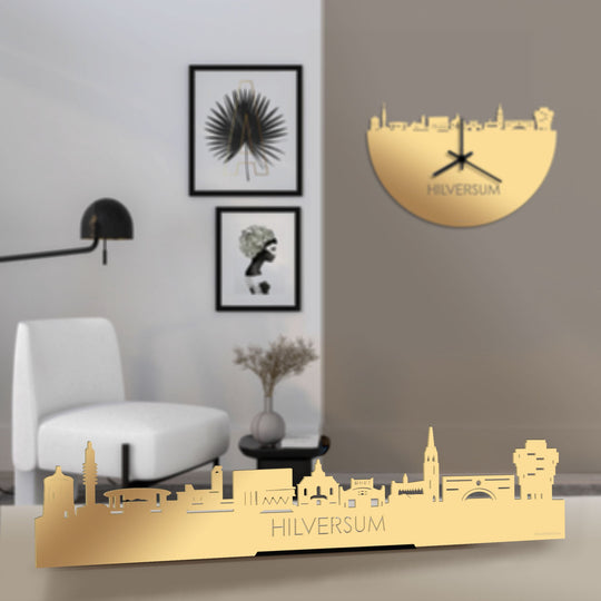 Standing Skyline Hilversum Metallic Goud gerecycled kunststof cadeau decoratie relatiegeschenk van WoodWideCities