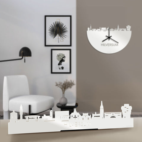 Standing Skyline Hilversum Wit glanzend gerecycled kunststof cadeau decoratie relatiegeschenk van WoodWideCities
