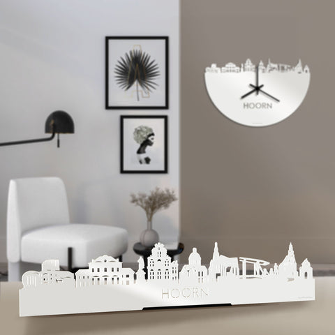 Standing Skyline Hoorn Wit glanzend gerecycled kunststof cadeau decoratie relatiegeschenk van WoodWideCities