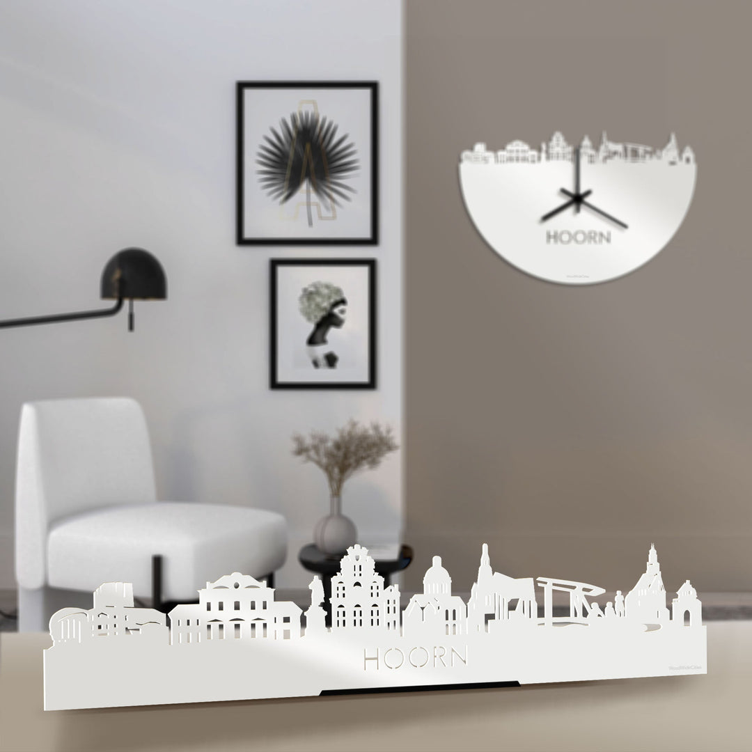 Standing Skyline Hoorn Wit glanzend gerecycled kunststof cadeau decoratie relatiegeschenk van WoodWideCities