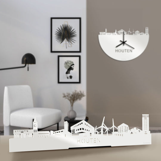 Standing Skyline Houten Wit glanzend gerecycled kunststof cadeau decoratie relatiegeschenk van WoodWideCities