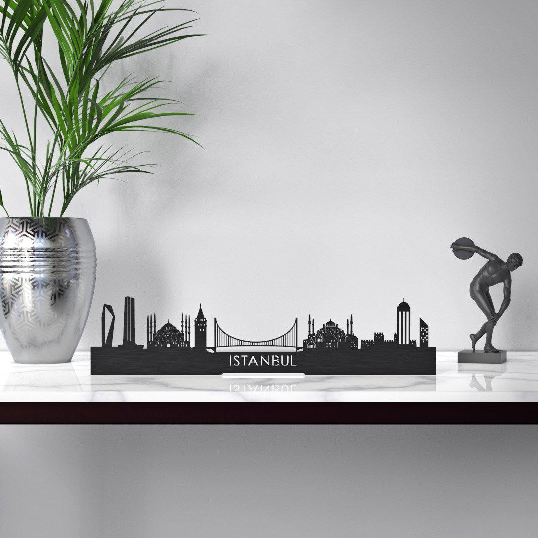 Standing Skyline Istanbul Black houten cadeau decoratie relatiegeschenk van WoodWideCities