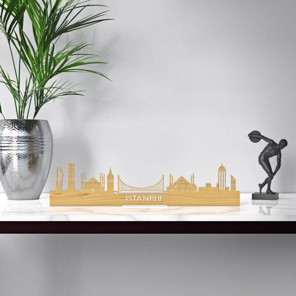 Standing Skyline Istanbul Eiken houten cadeau decoratie relatiegeschenk van WoodWideCities