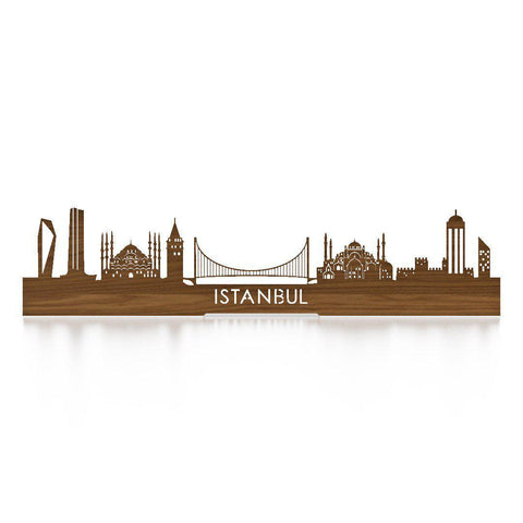 Standing Skyline Istanbul Noten houten cadeau decoratie relatiegeschenk van WoodWideCities
