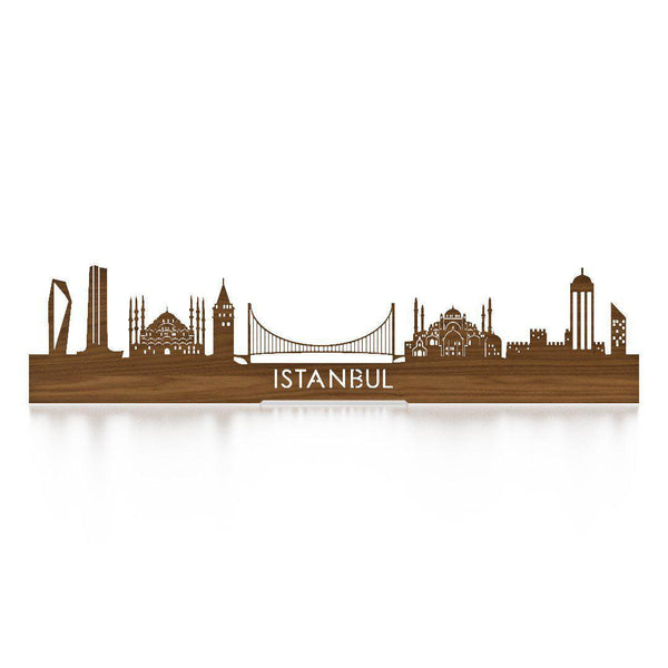 Standing Skyline Istanbul Noten houten cadeau decoratie relatiegeschenk van WoodWideCities