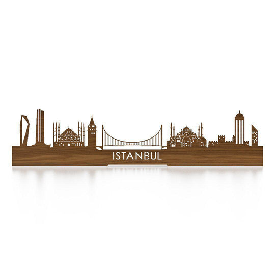 Standing Skyline Istanbul Noten houten cadeau decoratie relatiegeschenk van WoodWideCities