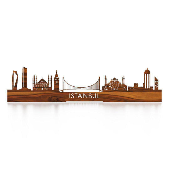 Standing Skyline Istanbul Palissander houten cadeau decoratie relatiegeschenk van WoodWideCities
