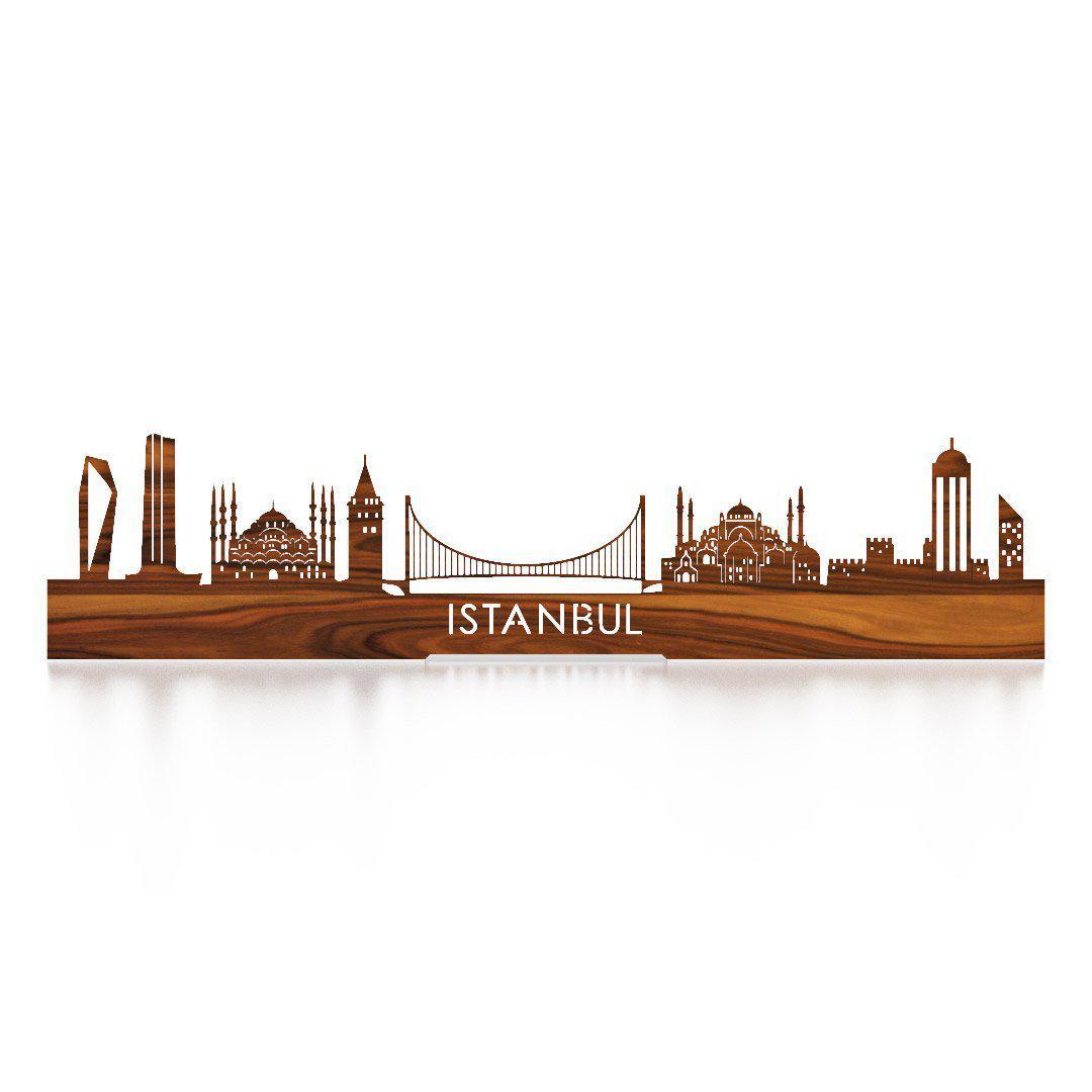 Standing Skyline Istanbul Palissander houten cadeau decoratie relatiegeschenk van WoodWideCities