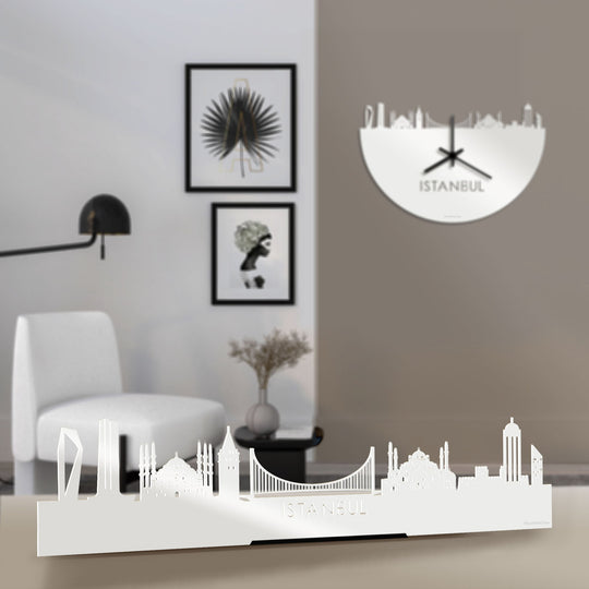 Standing Skyline Istanbul Wit glanzend gerecycled kunststof cadeau decoratie relatiegeschenk van WoodWideCities