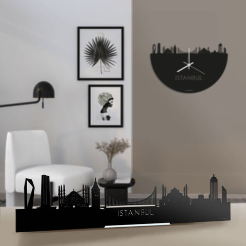 Standing Skyline Istanbul Zwart glanzend gerecycled kunststof cadeau decoratie relatiegeschenk van WoodWideCities