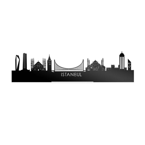 Standing Skyline Istanbul Zwart glanzend gerecycled kunststof cadeau decoratie relatiegeschenk van WoodWideCities