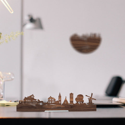 Standing Skyline Joure Noten houten cadeau decoratie relatiegeschenk van WoodWideCities
