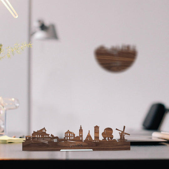 Standing Skyline Joure Noten houten cadeau decoratie relatiegeschenk van WoodWideCities