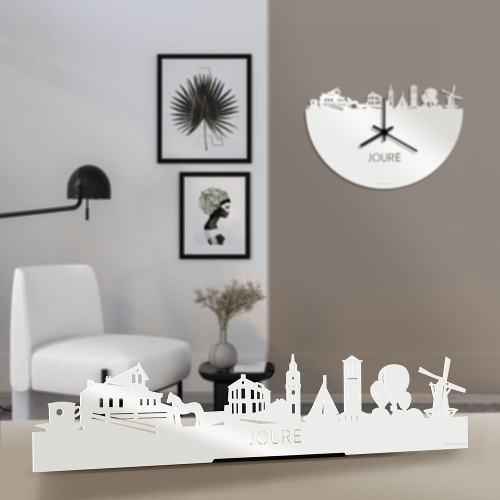 Standing Skyline Joure Wit glanzend gerecycled kunststof cadeau decoratie relatiegeschenk van WoodWideCities