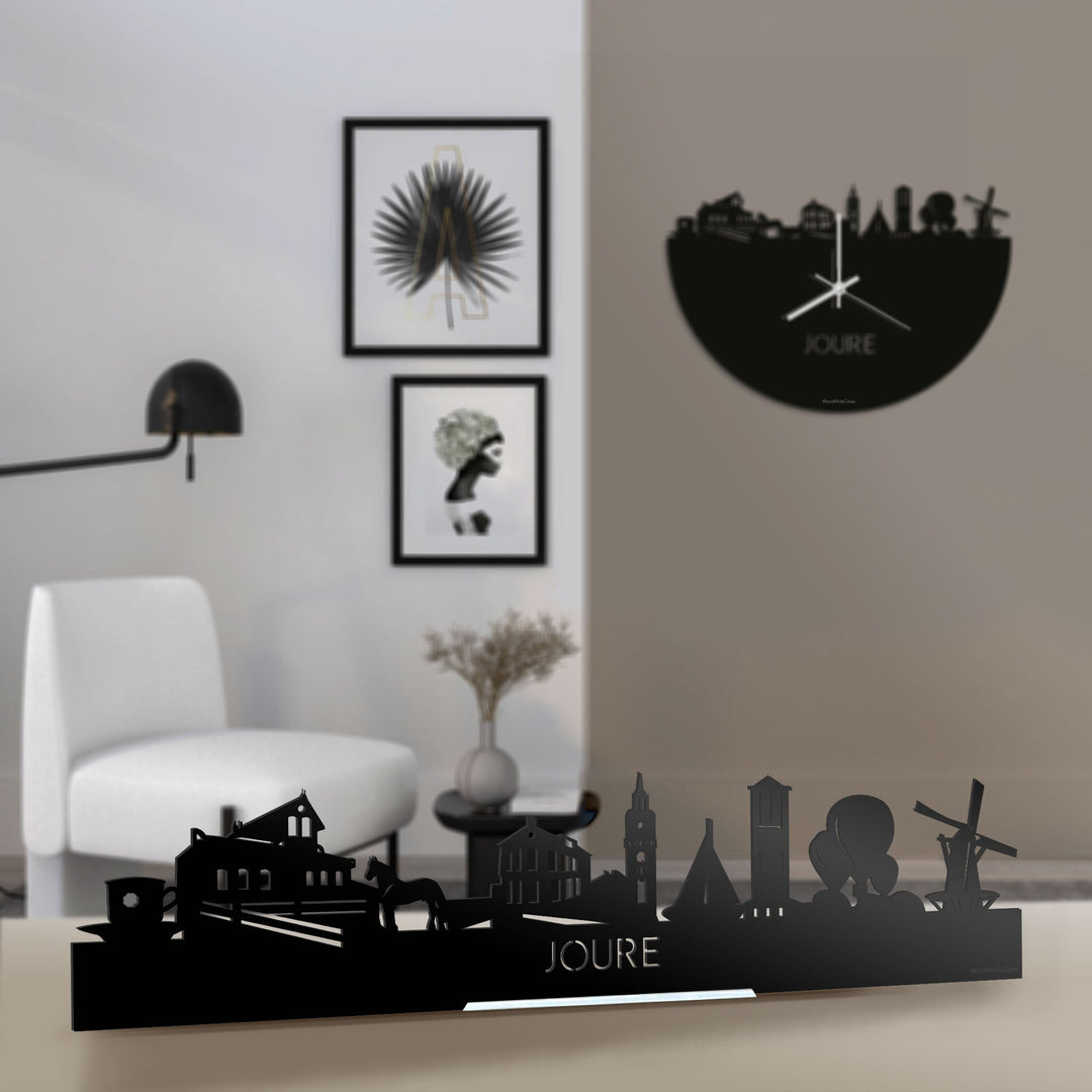 Standing Skyline Joure Zwart glanzend gerecycled kunststof cadeau decoratie relatiegeschenk van WoodWideCities