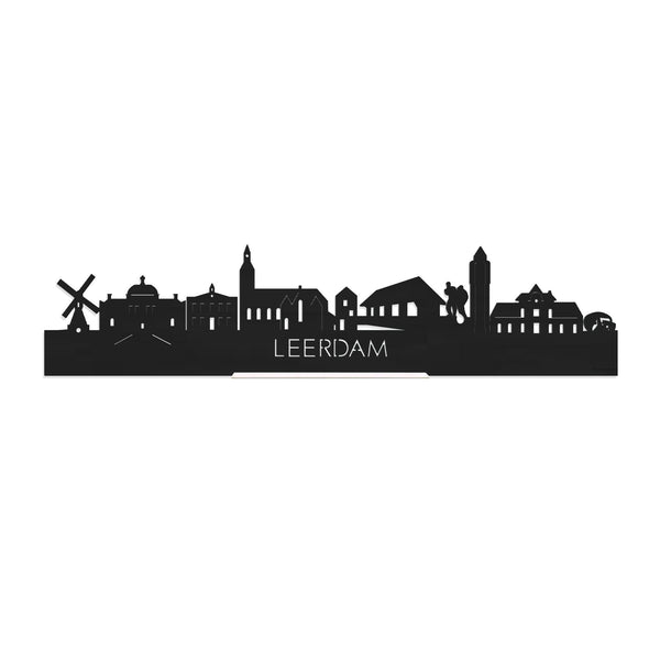 Standing Skyline Leerdam Zwart houten cadeau decoratie relatiegeschenk van WoodWideCities