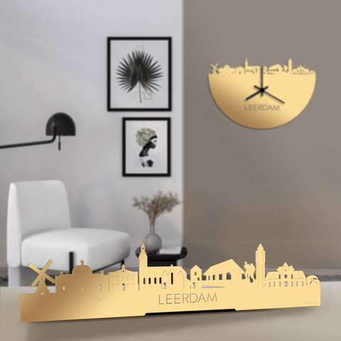 Standing Skyline Leerdam Metallic Goud gerecycled kunststof cadeau decoratie relatiegeschenk van WoodWideCities