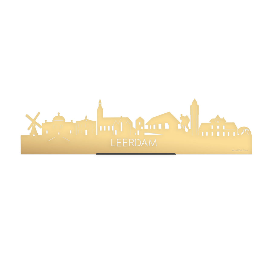Standing Skyline Leerdam Metallic Goud gerecycled kunststof cadeau decoratie relatiegeschenk van WoodWideCities