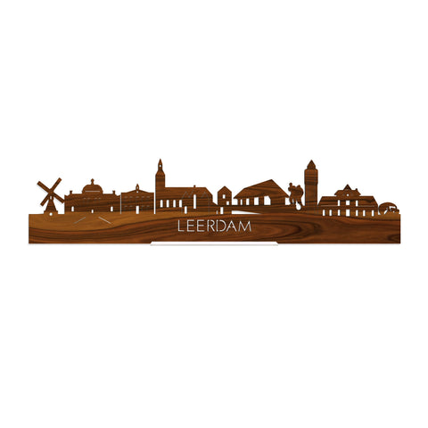 Standing Skyline Leerdam Palissander houten cadeau decoratie relatiegeschenk van WoodWideCities