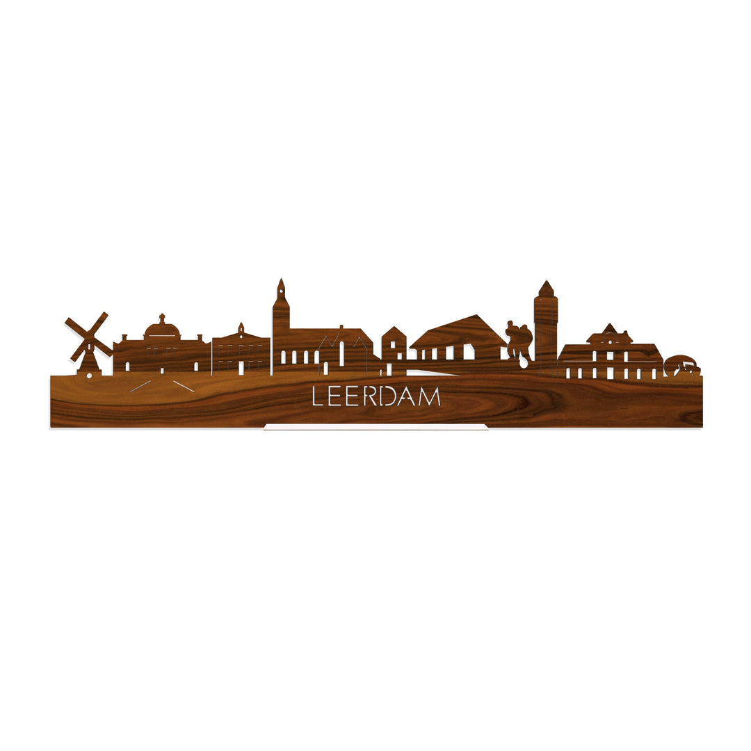Standing Skyline Leerdam Palissander houten cadeau decoratie relatiegeschenk van WoodWideCities