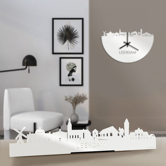 Standing Skyline Leerdam Wit glanzend gerecycled kunststof cadeau decoratie relatiegeschenk van WoodWideCities
