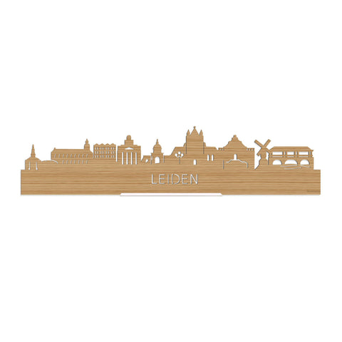 Standing Skyline Leiden Bamboe houten cadeau decoratie relatiegeschenk van WoodWideCities