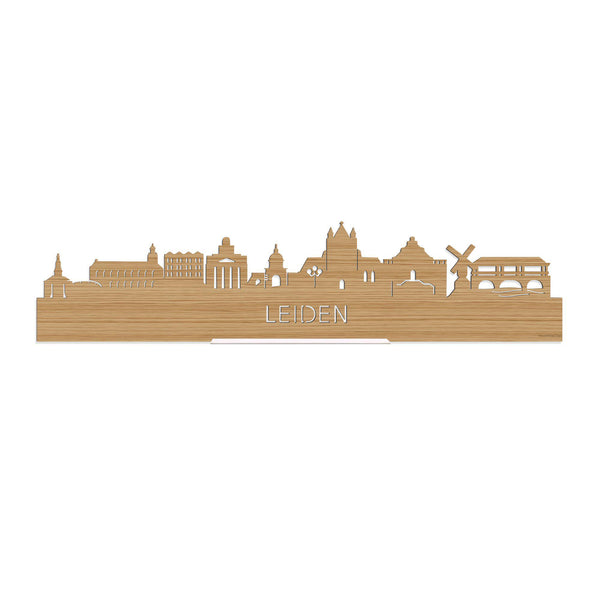 Standing Skyline Leiden Bamboe houten cadeau decoratie relatiegeschenk van WoodWideCities